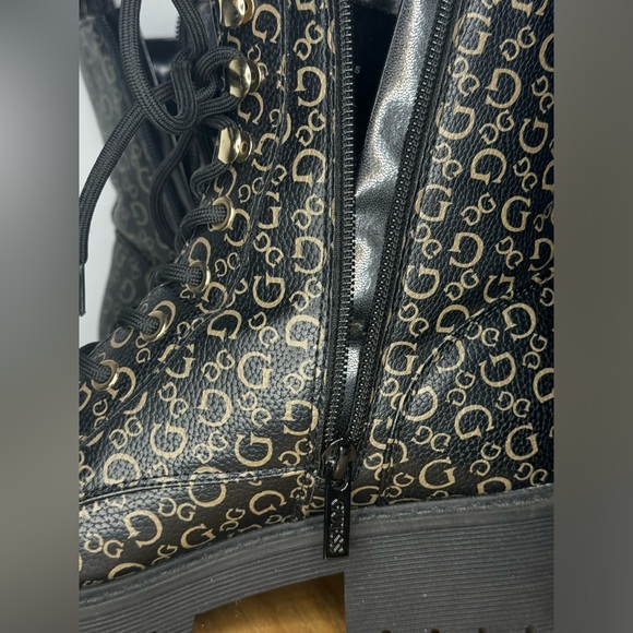 GUESS Combat Boots | Leather | Black and Gold 7.5 - Picture 5 of 7
